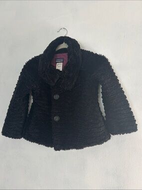 Patagonia Kids Black Plush Button-Up Jacket
